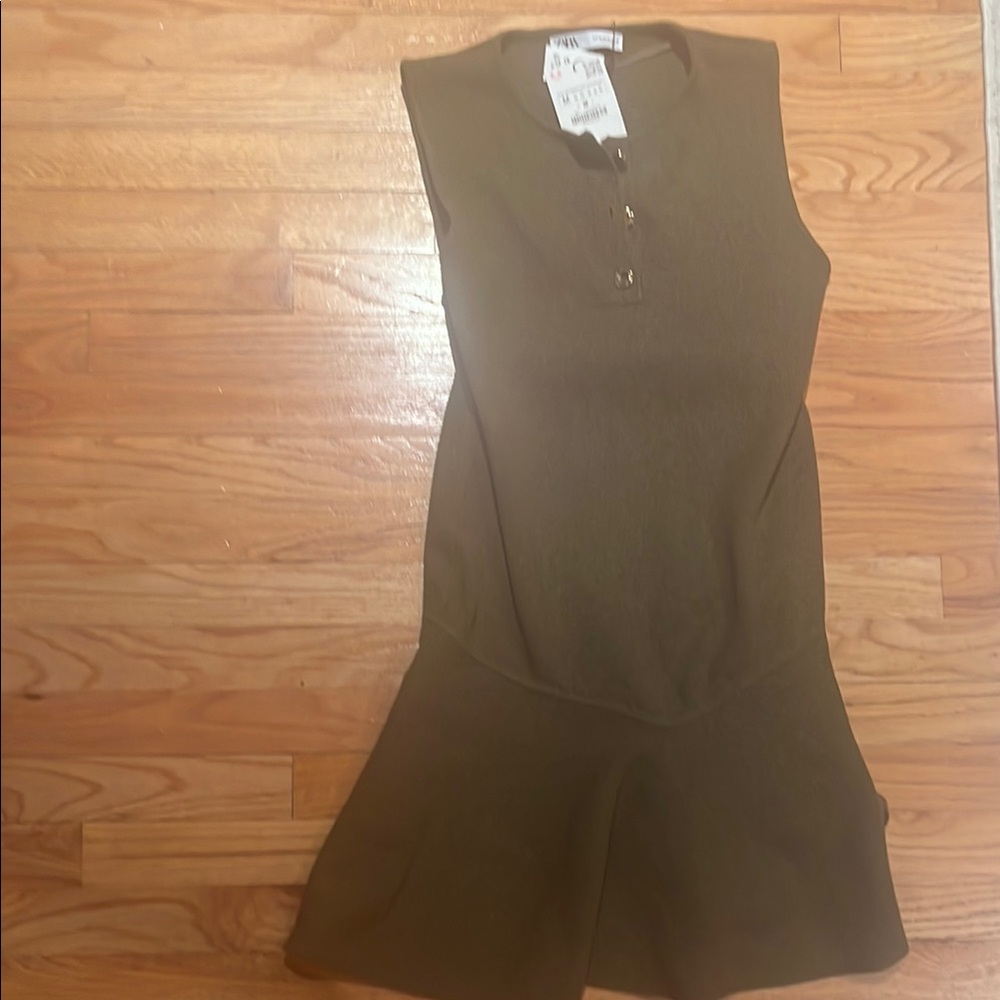 Zara Olive Green Sleeveless Dress